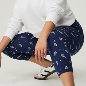 Torrid - Crop Pocket White Tennis High Rise Blue Cotton Stretch Legging - 1X